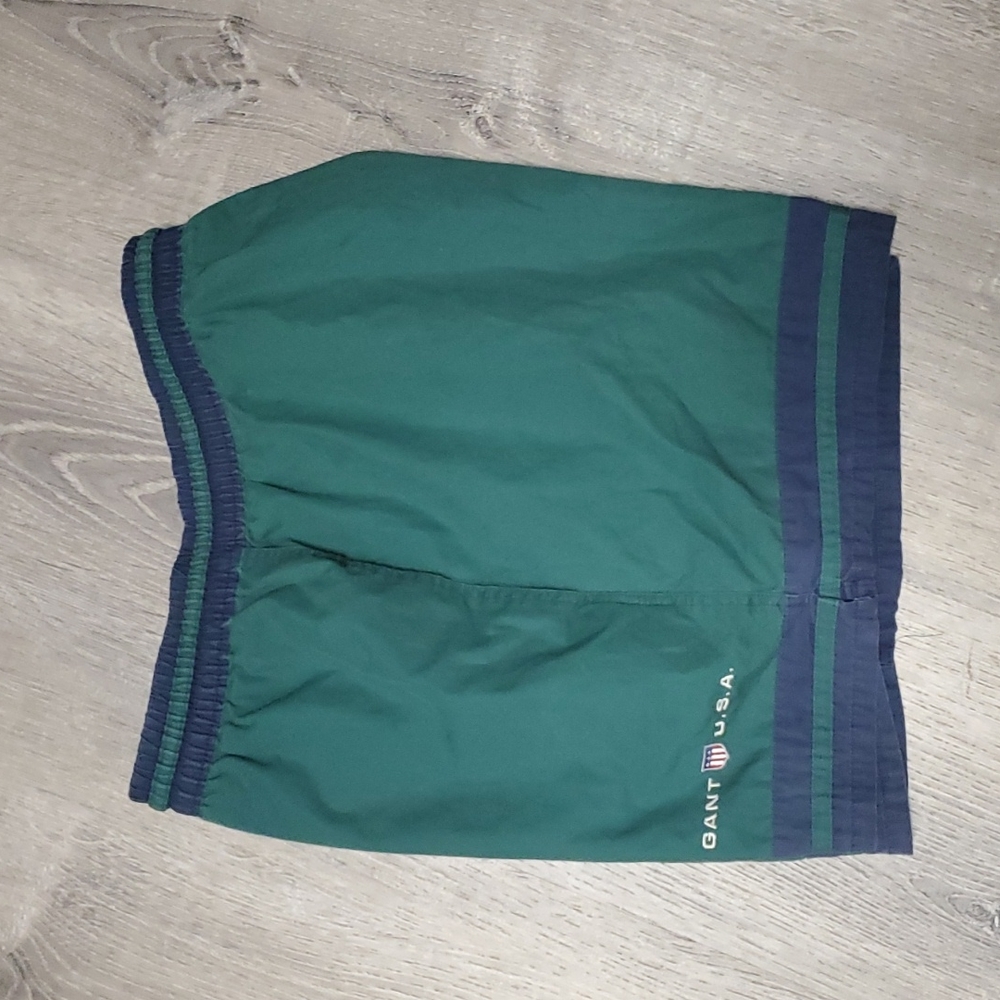 Vintage Gant Green Swim Trunks Shorts Mens Size L Elastic Waist Beach Swimwear
